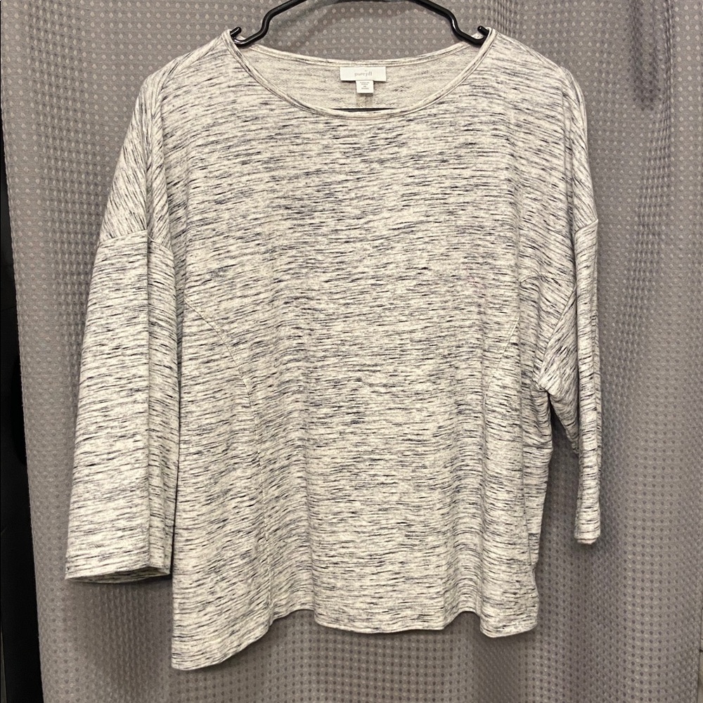 J. Jill Heathered Light Gray Three-Quarter Sleeve Top